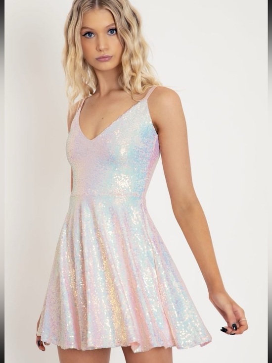 Blackmilk Dresses & Skirts - BlackMilk Sparkle Sparkle Blush Iridescent Sequin Skater Dress  S *FLAWS/READ*